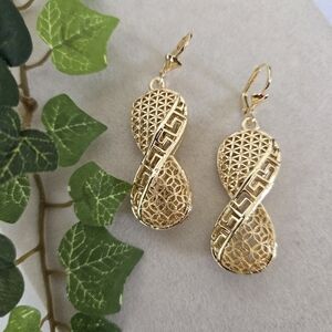 Gold Filled Infinity Design with Greek Key Design Earrings